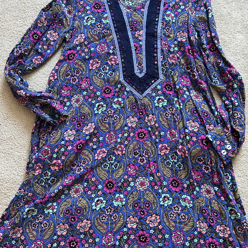 Matilda Jane Purple Pink Blue Floral Paisley Long-Sleeve Dress